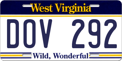 WV license plate DOV292