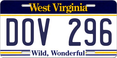 WV license plate DOV296