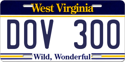 WV license plate DOV300
