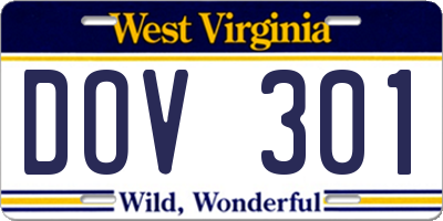 WV license plate DOV301