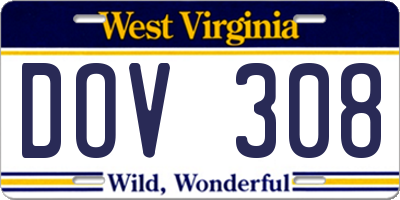 WV license plate DOV308
