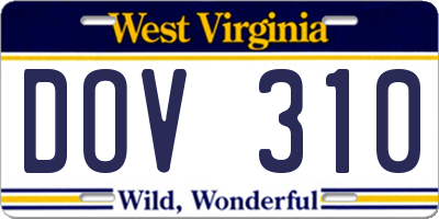 WV license plate DOV310