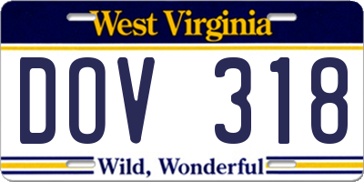 WV license plate DOV318