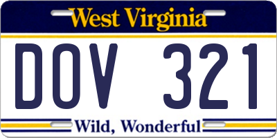 WV license plate DOV321