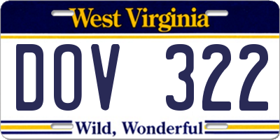 WV license plate DOV322