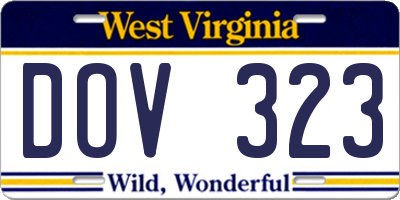 WV license plate DOV323