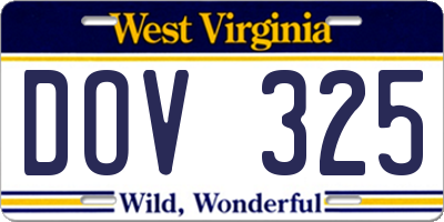 WV license plate DOV325