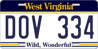 WV license plate DOV334
