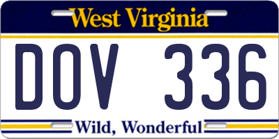 WV license plate DOV336