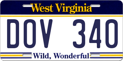 WV license plate DOV340