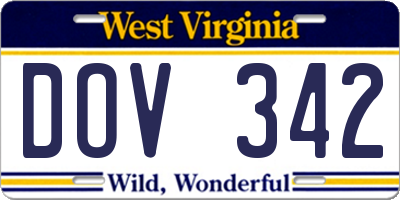 WV license plate DOV342