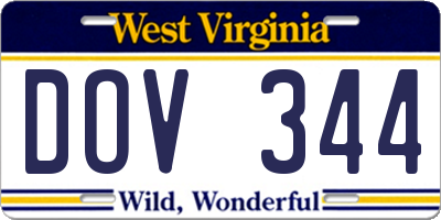 WV license plate DOV344