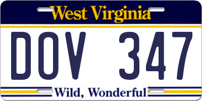 WV license plate DOV347