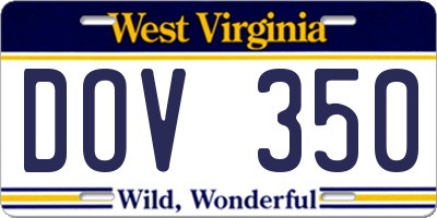 WV license plate DOV350