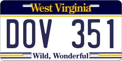 WV license plate DOV351