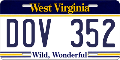 WV license plate DOV352