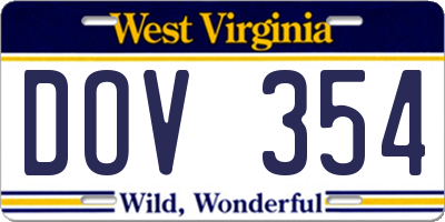 WV license plate DOV354