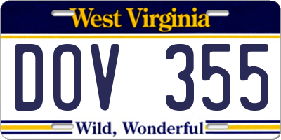 WV license plate DOV355