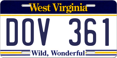 WV license plate DOV361
