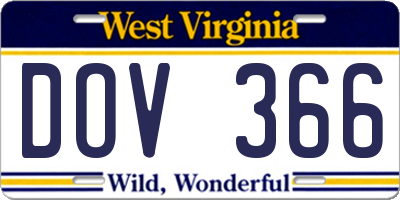 WV license plate DOV366
