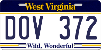 WV license plate DOV372