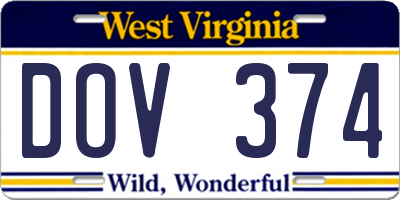 WV license plate DOV374