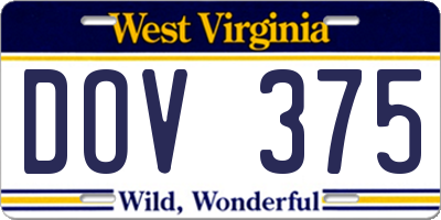 WV license plate DOV375