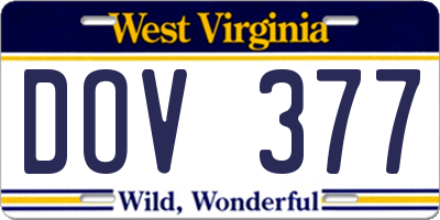 WV license plate DOV377