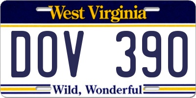 WV license plate DOV390
