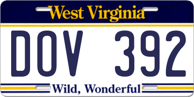 WV license plate DOV392