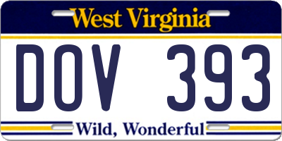 WV license plate DOV393
