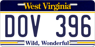 WV license plate DOV396