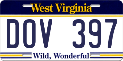 WV license plate DOV397