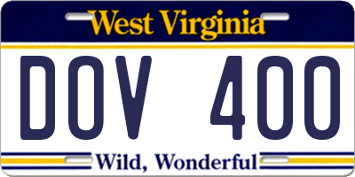 WV license plate DOV400