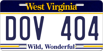 WV license plate DOV404