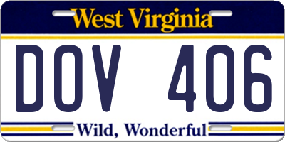WV license plate DOV406