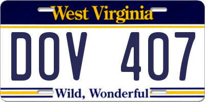 WV license plate DOV407