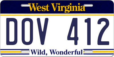WV license plate DOV412
