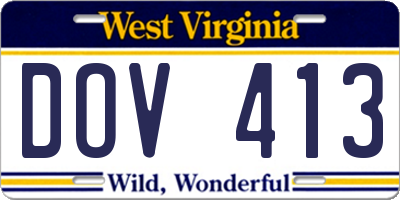 WV license plate DOV413