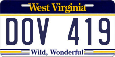 WV license plate DOV419