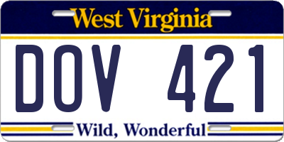 WV license plate DOV421