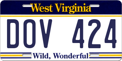 WV license plate DOV424