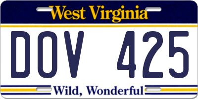WV license plate DOV425