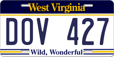 WV license plate DOV427
