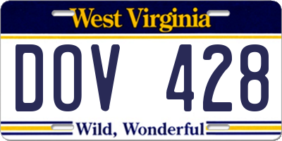 WV license plate DOV428