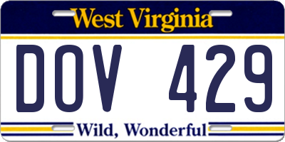 WV license plate DOV429