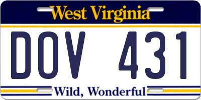 WV license plate DOV431