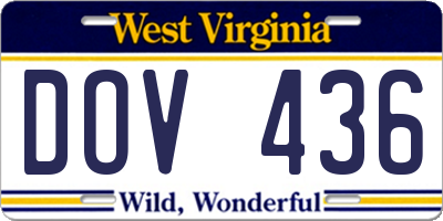 WV license plate DOV436