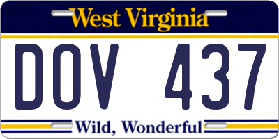 WV license plate DOV437