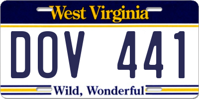 WV license plate DOV441